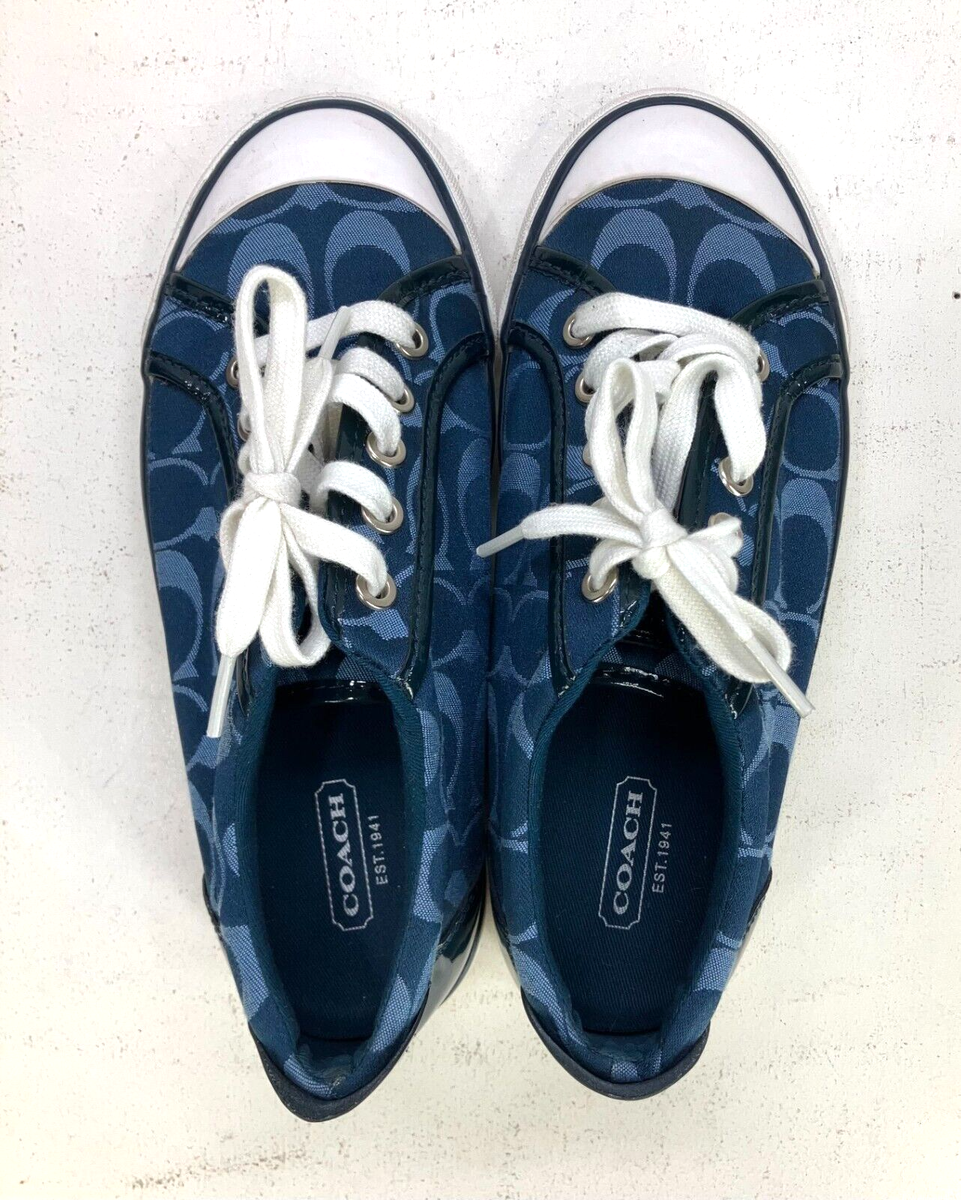 Coach Women's Barrett Sneakers Dark and Light Blue With Coach Logo Size  6-1/2B