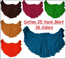 Cotton 25 Yard 4 Tiered Skirt Belly Dancing Ruffle GYPSY Flamenco ATS Rock