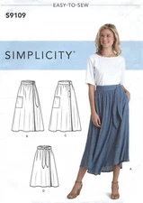 Simplicity S9109 EASY Wrap Skirts with Tie Options Sz 16-24 UNCUT Pattern