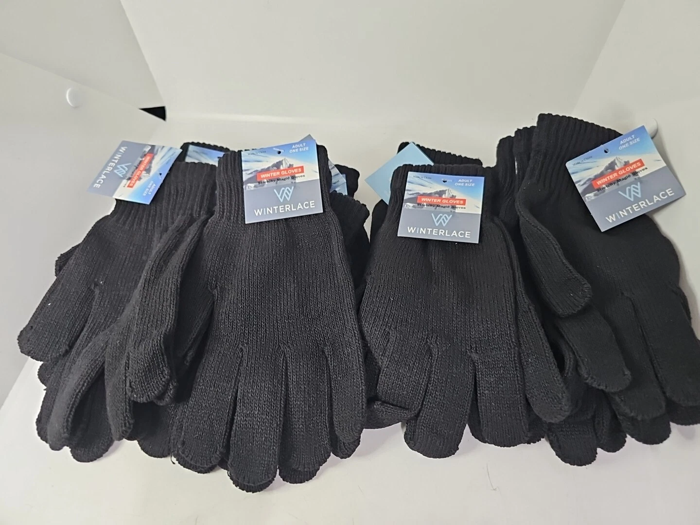 Winterlace Black Winter Gloves Adult One Size 10 Pairs.