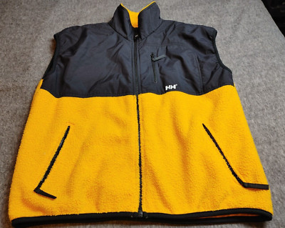 Helly Hansen Fleece Vest Mens Large Yellow Full Zip Vintage Outdoor Jacket