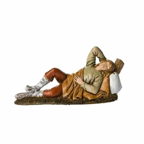 LANDI MORANDUZZO Statuina pastore Dormiente 10cm di plastica Stile 700 Moranduzzo per presepe