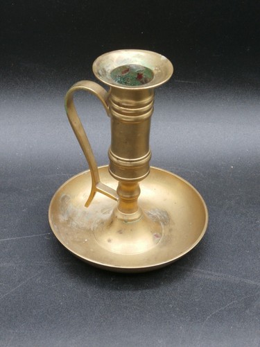 Vintage Messing Kerzenständer gebogener Griff einzelne Kegel Kerzenhalter 4" hoch SCHÖN! - Bild 2 von 13