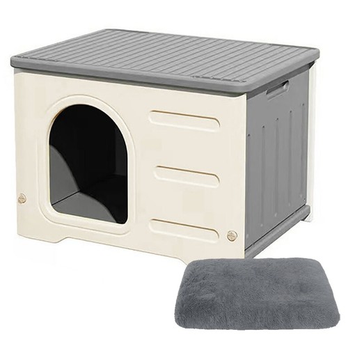 Plastic Outdoor Cat House Waterproof Insulated Cat House Feral Shelter - Picture 5 of 30