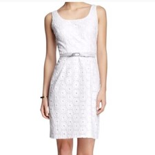 Adrianna Papell Eyelet Lace Sundress NWT Sleeveless Sheath White Womens 6