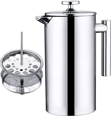 French press coffee maker cafetiere stainless steel plunger filter