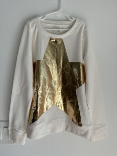 NWT Crewcuts Girl Sz 12 Ivory Gold Foil Star Long Sleeve Round Neck Top