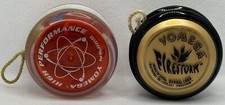 Vintage Lot 2 Yomega YoYo Yo-Yo Gold Black Firestorm Red Atom