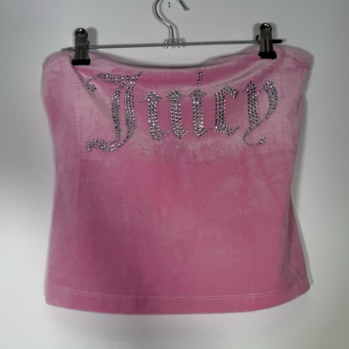 Juicy Couture Größe Small rosa Velours Boob Röhrentop Strass neu mit Etikett
