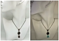 Purple Glow-In-The-Dark Luminous Glass Filigree Floral Pendant 20" Necklace