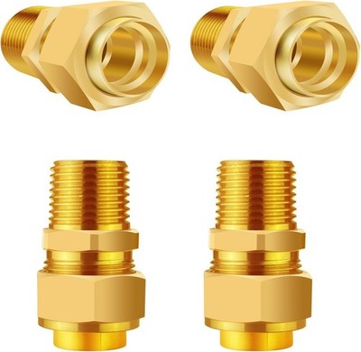 4 Pack 1/2'' CSST Male NPT Pipe Fitting Kit Brass Natural Gas Quick Connect Adap
