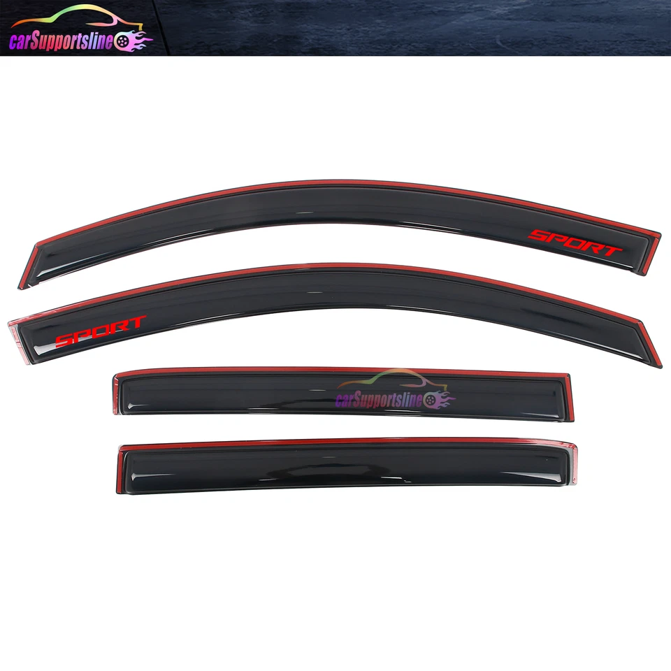 For 16-24 Nissan Titan XD & Titan Crew Cab In-Channel Window Visor w/ Red Sport - Image 2 of 4
