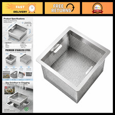 Heavy-Duty Stainless Steel Floor Drain Strainer - 8.5"x8.5"x3" for Kitchens  Ba