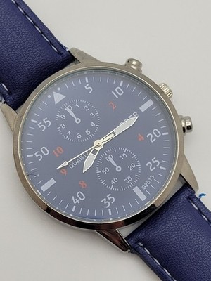 Men's MiGEER Pilot Quartz Watch New Battery Faux Chronograph