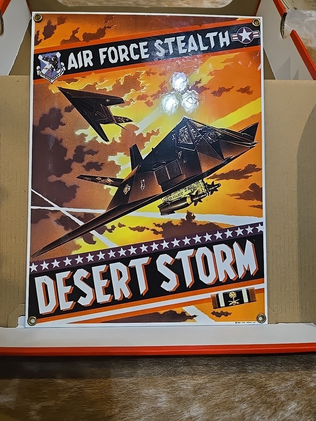 Air Force Stealth Desert Storm Porcelain 1997 Ande Rooney Sign In Good Condition