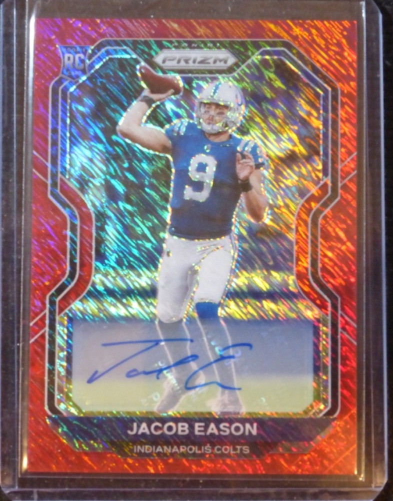 2020 PANINI PRIZM JACOB EASON #331 RC RED SHIMMER #D/35 REFRACTOR AUTO SIGNED