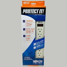 Lot of 10 Tripp Lite TLP712 7-Outlet Surge Protector 12 ft. Cord 1080 Joules LED
