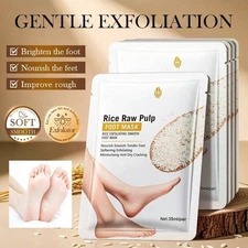 5pcs Rice Foot Mask with Rice Extract, Physical Exfoliation & Deep Hydration