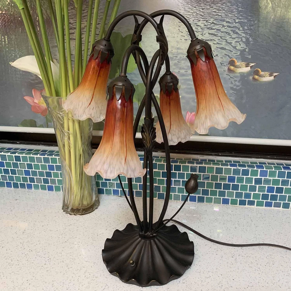 Abajur de mesa L10699 flor lírio vidro soprado acento para sala de estar quarto decoração... - Imagem 3 de 4