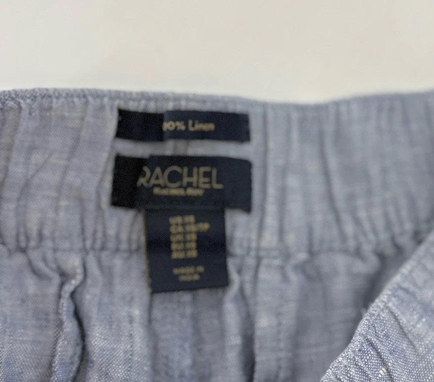Pantalones Rachel Roy 100 % lino puño dobladillo recortado talla XS playa costa boho Foto 4 de 4