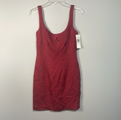 David Meister Red Wool And Silk Dress Size 2 NWT
