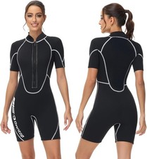 Owntop 3/2mm Shorty Wetsuit XL - Back Zip Neoprene Suit for Surfing & Diving