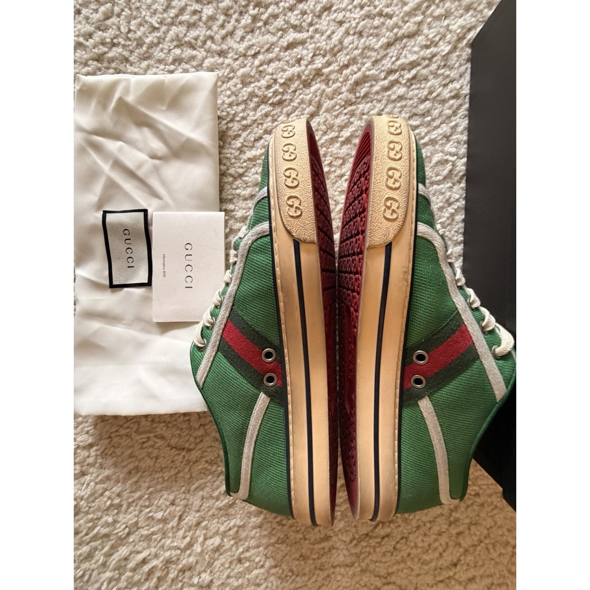 Rare Gucci Tennis 1977 Green Canvas Sneakers 606111-GZO30-3760 Men