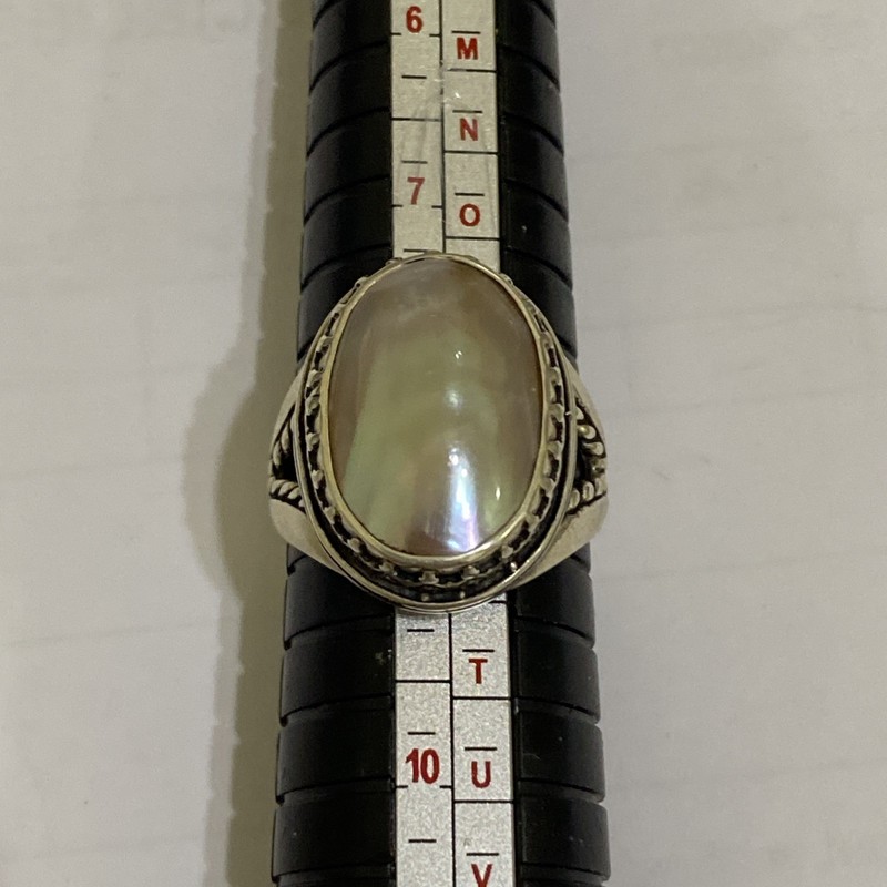 925 Sterling Silver Carolyn Pollack Mother Of Pearl Cabochan Ring Size 8.25
