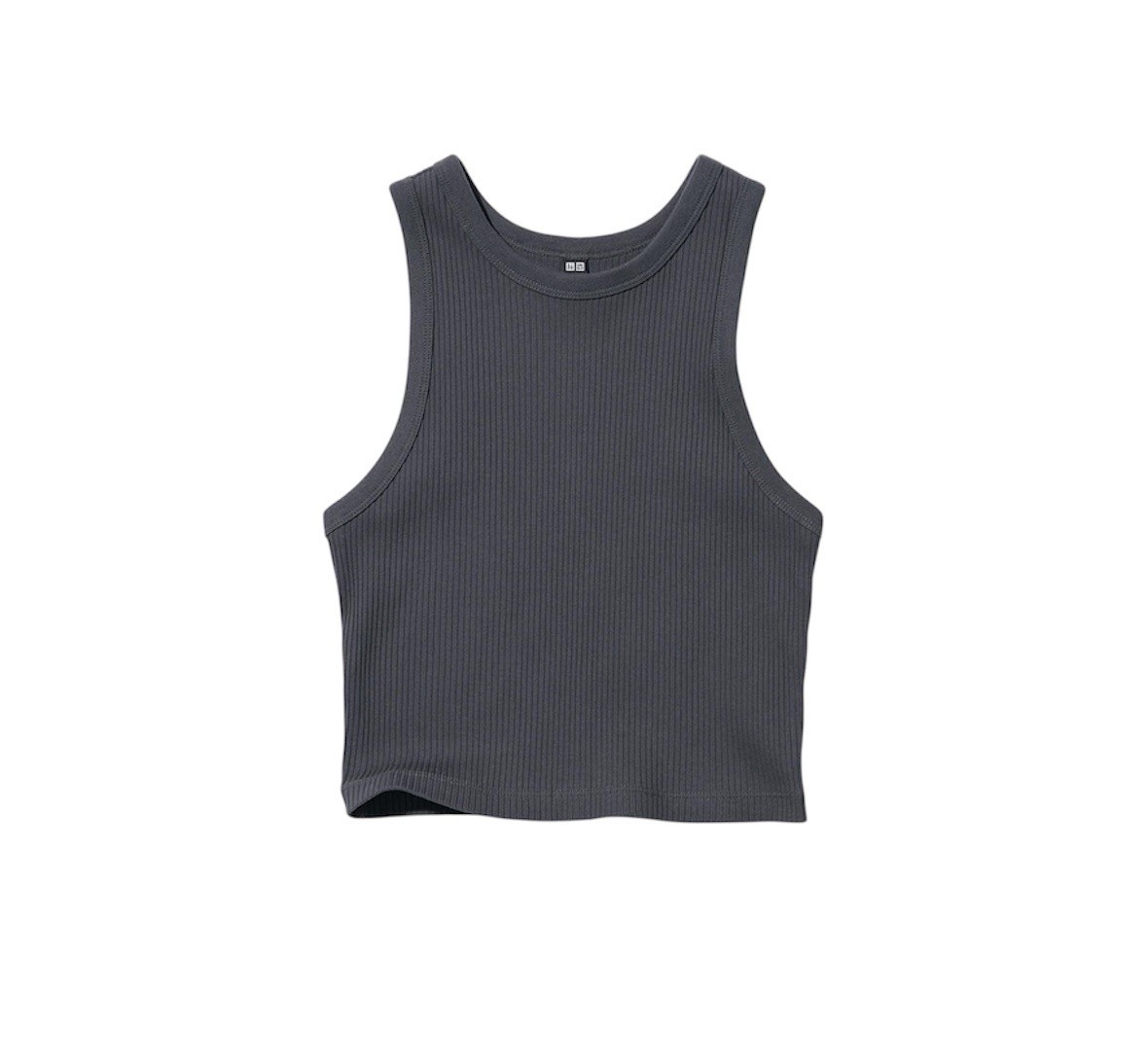 Uniqlo Womens Charcoal GreySoft Cotton Ribbed Cropped Top - Sz M