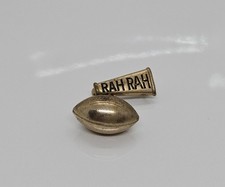 Vintage Rah Rah Cheerleader Football Pin C Clasp Gold Tone Metal 1"