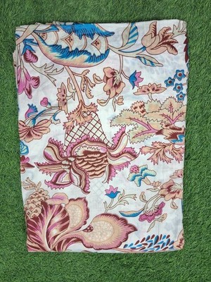 25 Yard Hand Blockdruck Handarbeit Baumwolle indisch natürlich Sanganeri bedr...