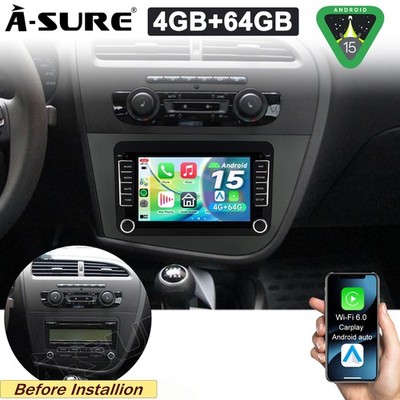 7 Zoll 4+64G Android 15 Radio CarPlay FM BT NAVI Für Seat LEON MK2 1P1 2005-2012