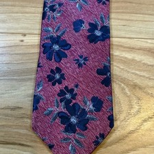 Bruno Piattelli Floral Silk Tie Red Navy 3.25  Handmade