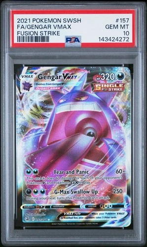 2021 POKEMON SWORD & SHIELD FUSION STRIKE #157 FULL ART/GENGAR VMAX PSA 10