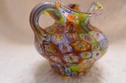 Vintage Murano Venetian Blown Miniature Millefiori Glass Pitcher / Vase 3"