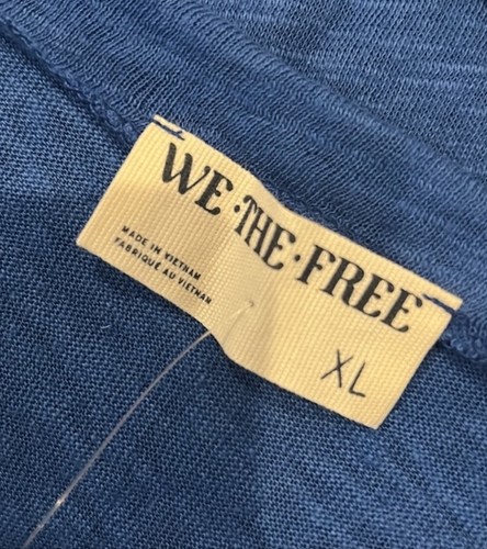 NWT We The Free Blue Asymmetrical Linen Blend Tank Top Blue Women’s XL - Picture 3 of 5