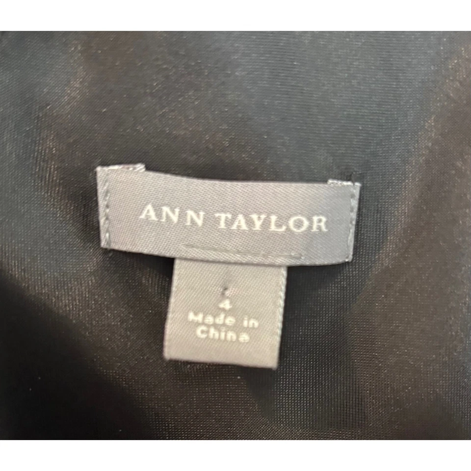 Ann Taylor Black Dress Sleeveless V Neck Gold Silk Embroidered Cocktail Party - Image 4 of 4