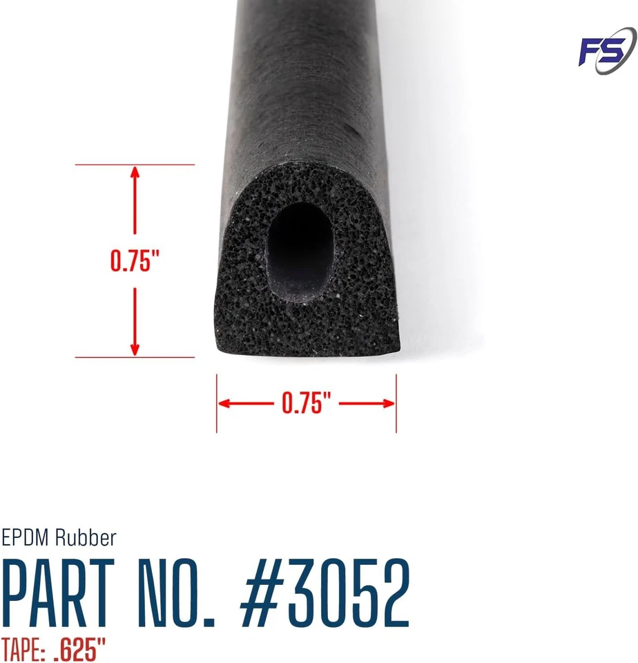 FlexSeals 25ft EPDM Rubber D-Shaped Weather Seal Tape - Matte Finish & Adhesive - Image 4 of 4