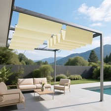 Goleray 3FT Retractable Canopy Cover with/ Steel Wire for Pergola Gazebo Patio