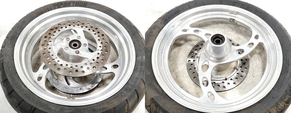 Llantas delanteras y traseras 85 Harley Softail 18" PERSONALIZADAS cromadas recorte caballo barrido Foto 2 de 4