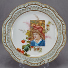 New ListingWedgwood Hand Painted Girl in Red Hat Strawberries Blue & Gold 9 1/8 Inch Plate