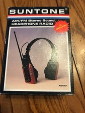 1990 Vintage SUNTONE AM FM Stereo Sound Headphone Radio Foldable Antenna-NEW