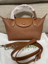 Longchamp Le Pliage XS Mini Shoulder Bag Brown Leather Crossbody Handbag Purse