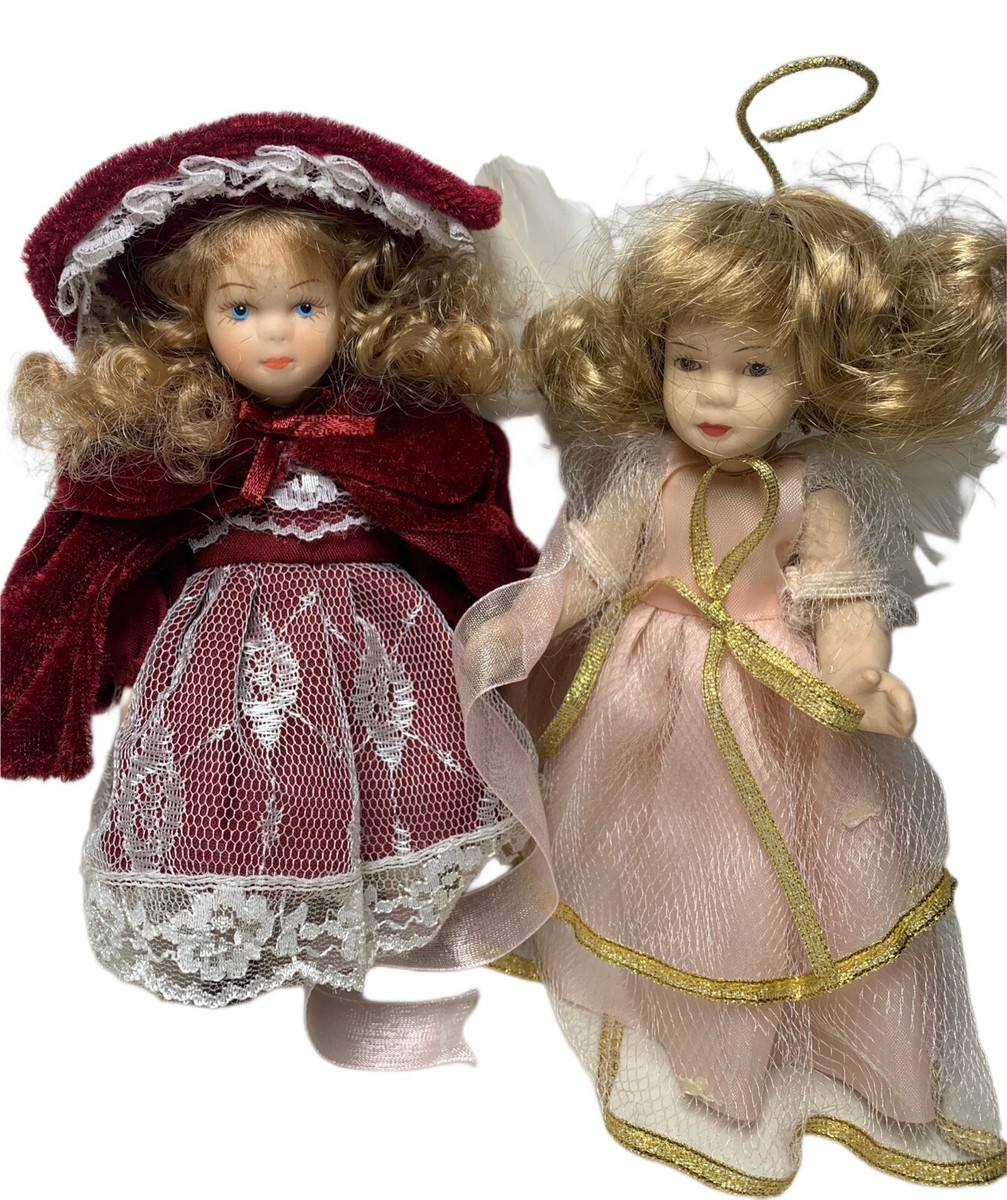 Vintage Porcelain Dolls 6.5” Ornament Old Fashion (lot of 2) | eBay