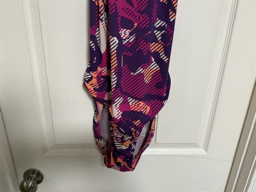 NIKE WOMENS SIZE 12 FLYBACK ONE PIECE SWITSUIT PURPLE / PINK / WHITE - Picture 6 of 11
