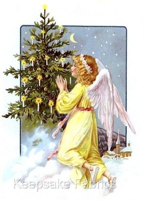 Christmas Angel Praying Cotton Crazy Quilt Block Multi Sizes