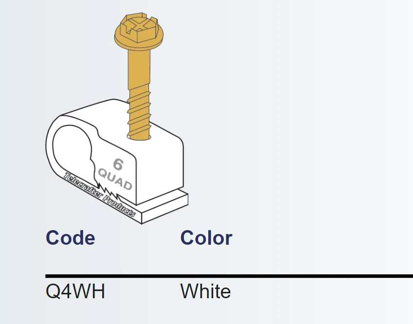 Telecrafter Products 700 Count RG-6 Quad Flex Clips Q4WH 1/2 Inch Screw In Depth - Image 3 of 4