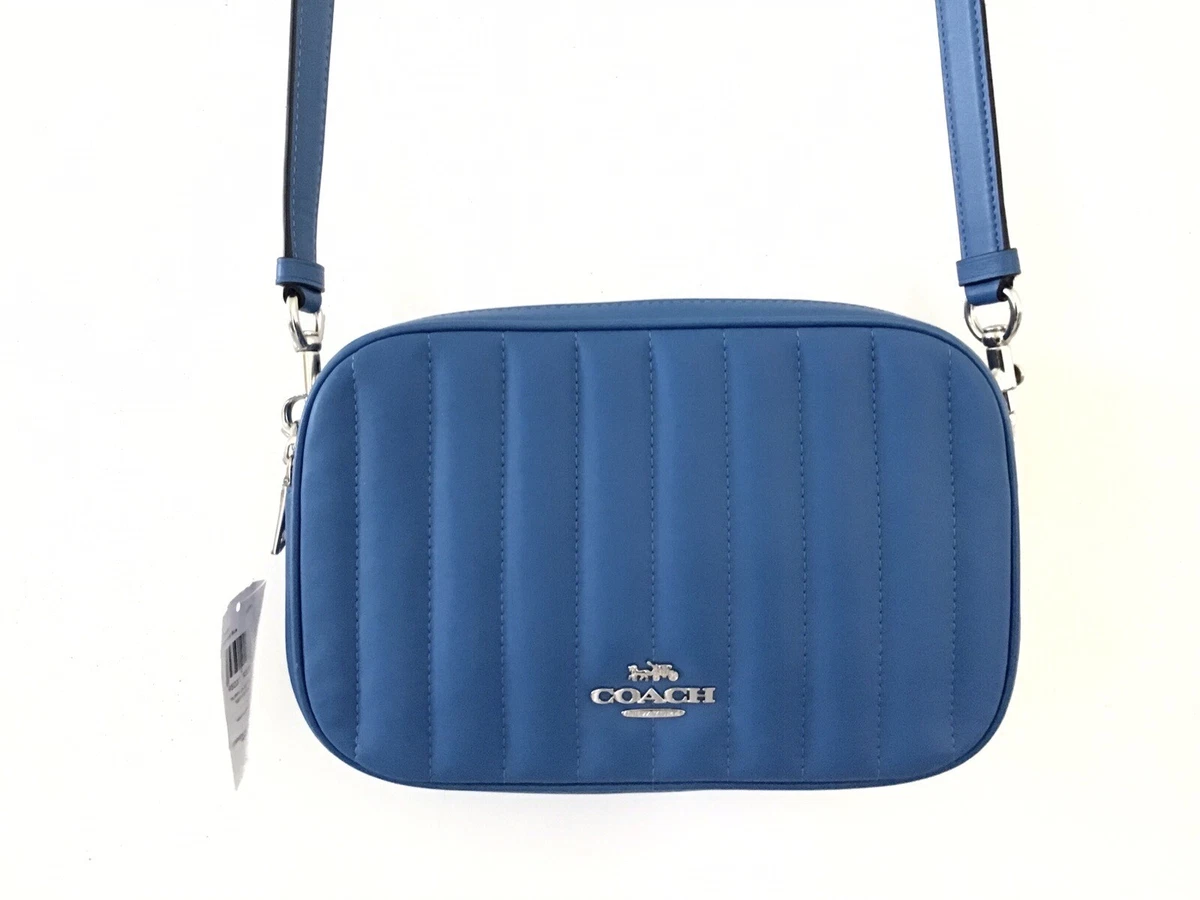 Coach Jes Crossbody With Linear Quilting Leather Blue New Reg 428