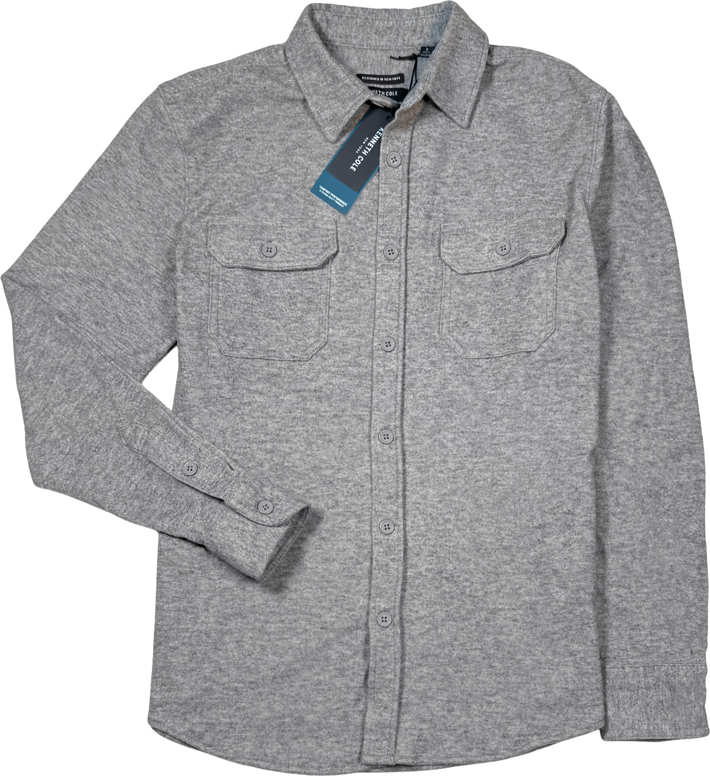 Трикотажная рубашка Kenneth Cole Mobility - NWT Mens Small Grey Heather - #46299-A4