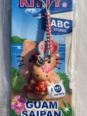 Hello Kitty Guam Tanned Keychain Strap Charm 2010 ABC STORES U.S.A